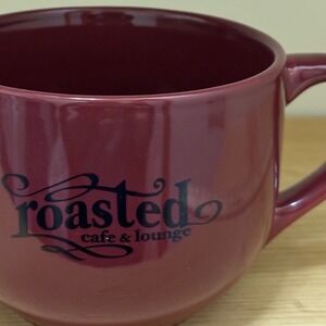 Coffee Mug‎ Maroon Roasted Cafe Lounge Ceramic Cup 12oz EUC